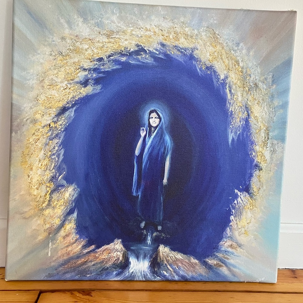 🌸 Sri Anandamayi Ma Original Meditation Art Canvas Painting Yoga - Picture 2 of 11
